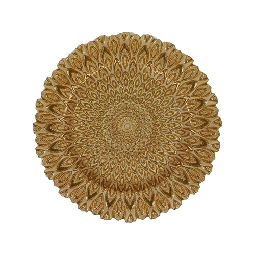 Gold Peacock Glass Charger