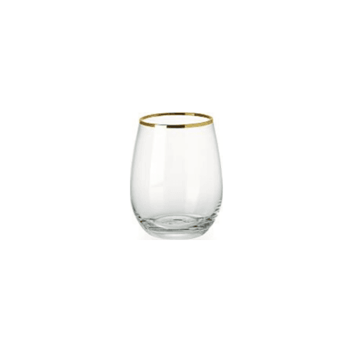 Gold Rim Stemless Wine Glass, 12 oz (Rack of 20)