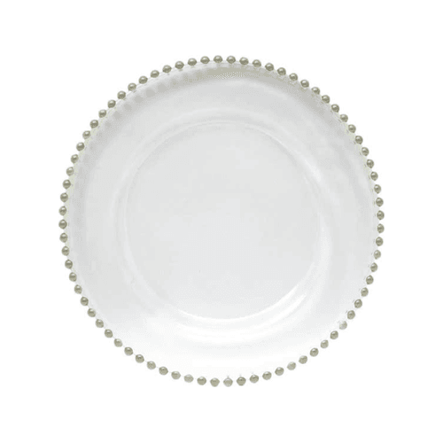 Silver Beaded Glass Charger