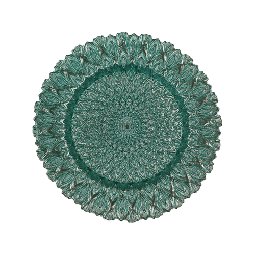 Turquoise Peacock Glass Charger