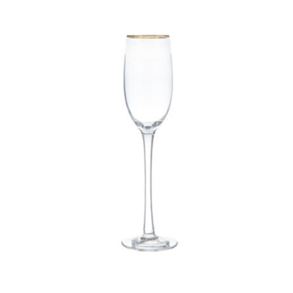Gold Rimmed Champagne Glasses | Set of 2 | 9 oz