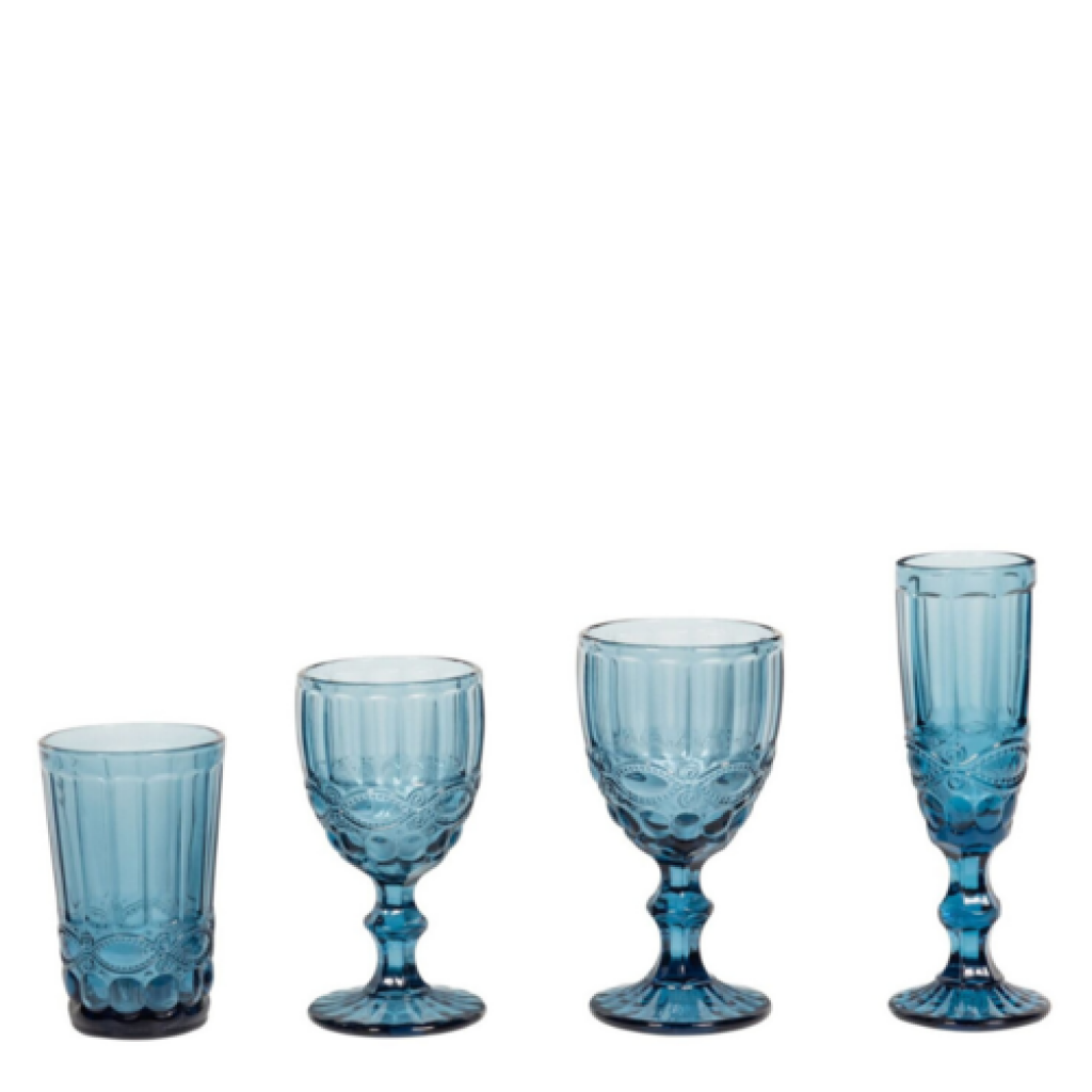 Elle Decor Glass Tumblers Set of 6 Glass Design, 8.5-Ounce Water Drinking  Glasses, Blue